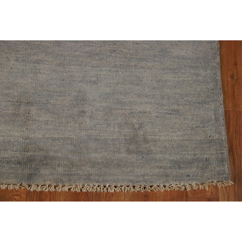 Grey Stripe Gabbeh Oriental Rug Handmade Wool Carpet - 3'7"x 6'8"