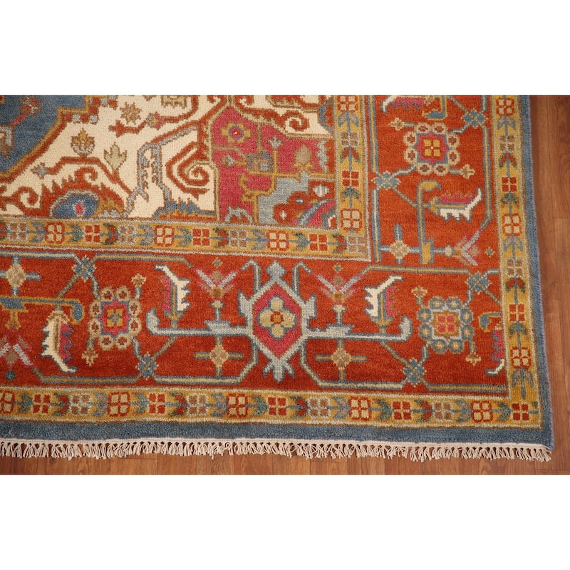 Geometric Heriz Serapi Oriental Area Rug Handmade Wool Carpet - 8'9"x 11'8"