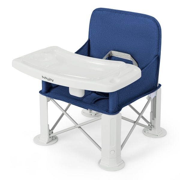 slide 2 of 10, Babyjoy Baby Travel Booster Seat with Double Tray Portable Folding - See Details Blue