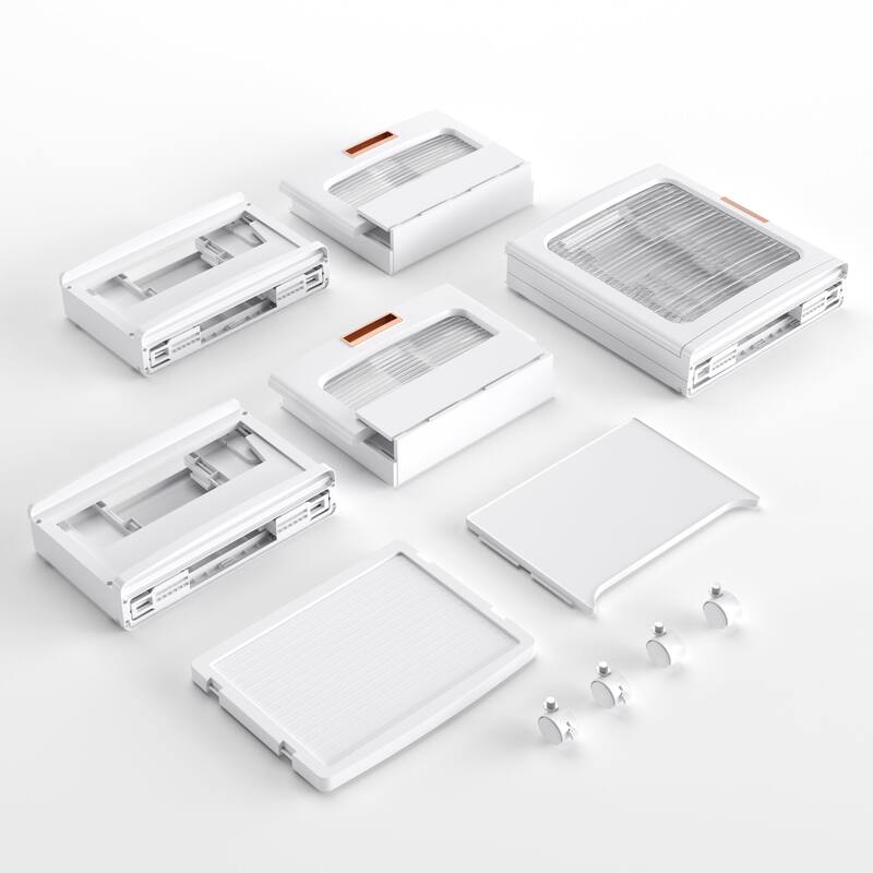 VECELO White Rolling Storage Cabinet with Transparent Doors Adjustable Shelves for Living Room Bedroom Bathroom Organization