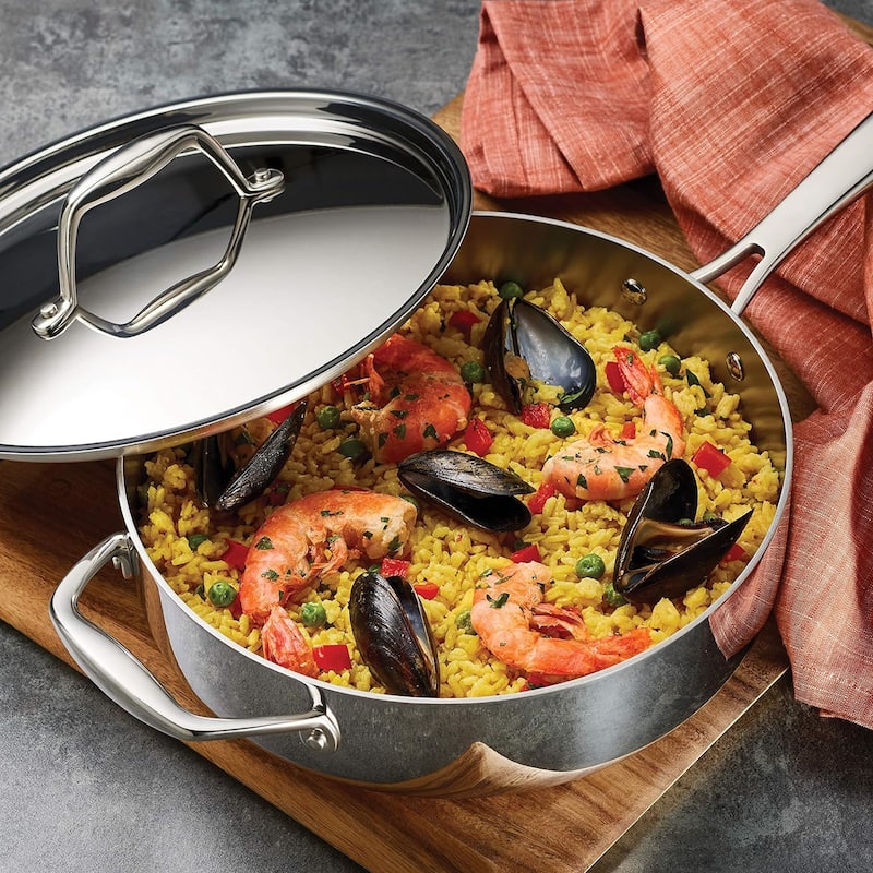 Tramontina 80116/058DS 3-Quart Tri-Ply Clad Covered Deep Saute Pan