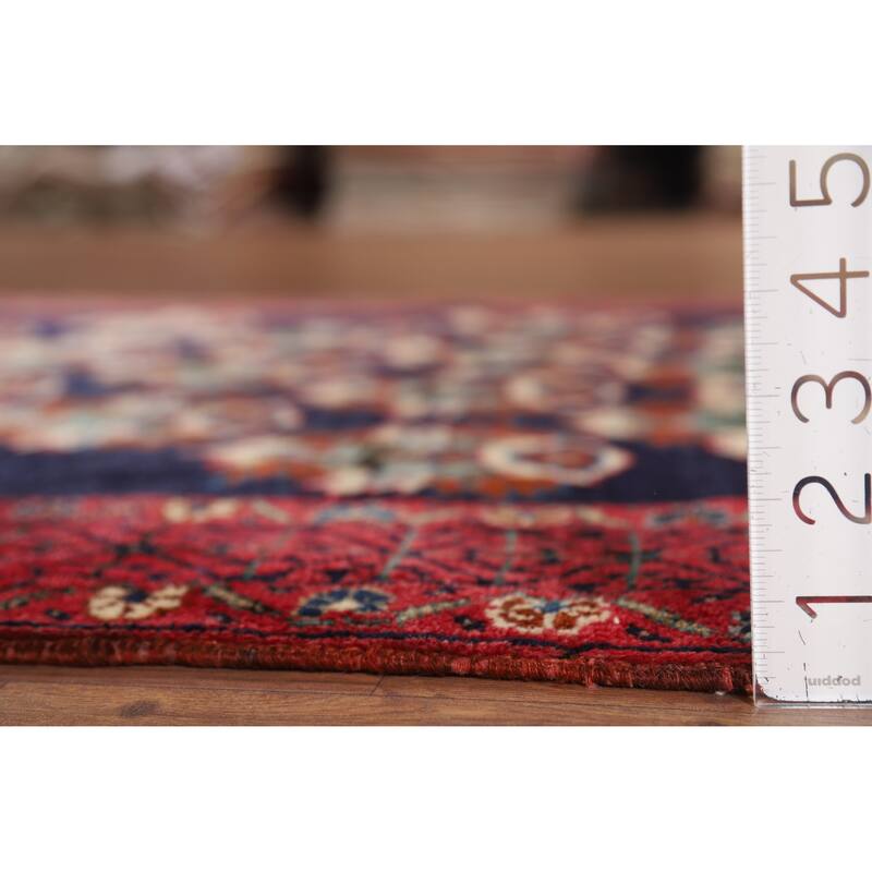 Navy Blue Balouch Persian Runner Rug Hand-Knotted Wool Carpet - 3'9" x 9'0"