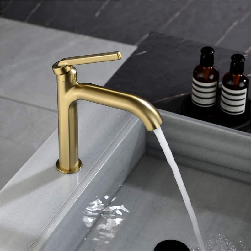 Modland 9''H Bathroom Sink Faucet Single Hole Singel Handle, Black/Gold