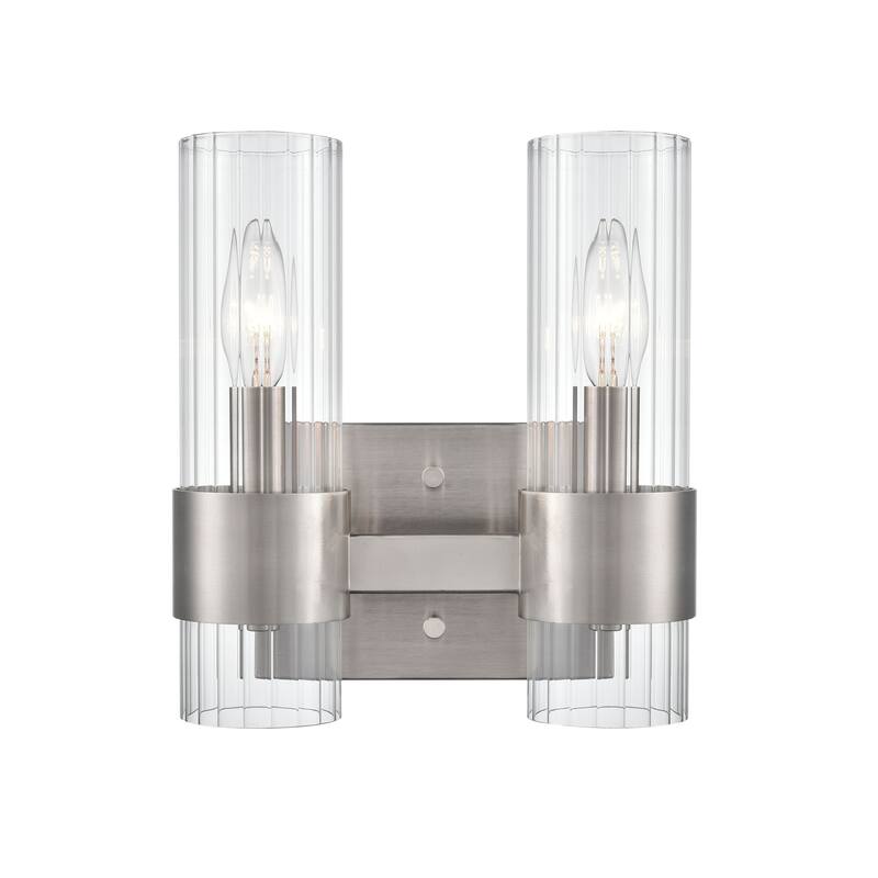 Millennium Lighting Caberton Brushed Nickel Vanity Light Fixture with Clear Beveled Shades - 2 Light