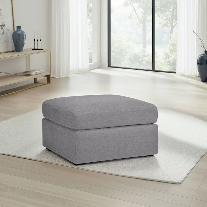 Meso Oversized Square Ottoman, Granite Gray Nuvella Polyester, 32 Inch