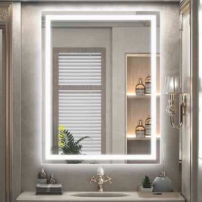 GlareGuard 28x36" Rectangular Anti-Fog Dimmable Backlit LED Bathroom Vanity Mirror - Clear