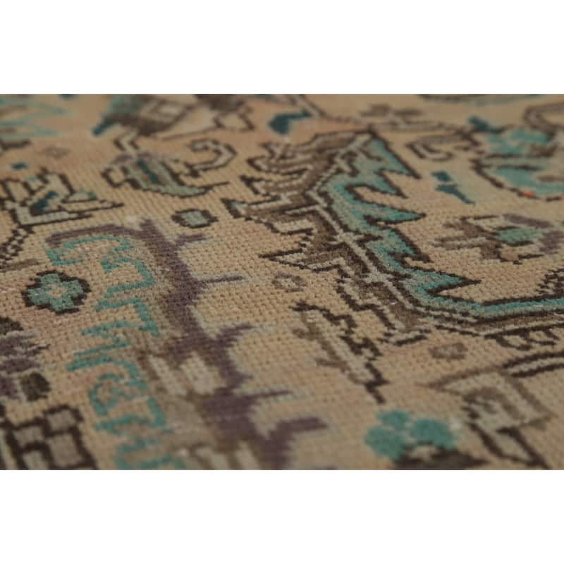 Tabriz Persian Vintage Area Rug Hand-Knotted Peach Wool Carpet - 8'4" x 11'3"
