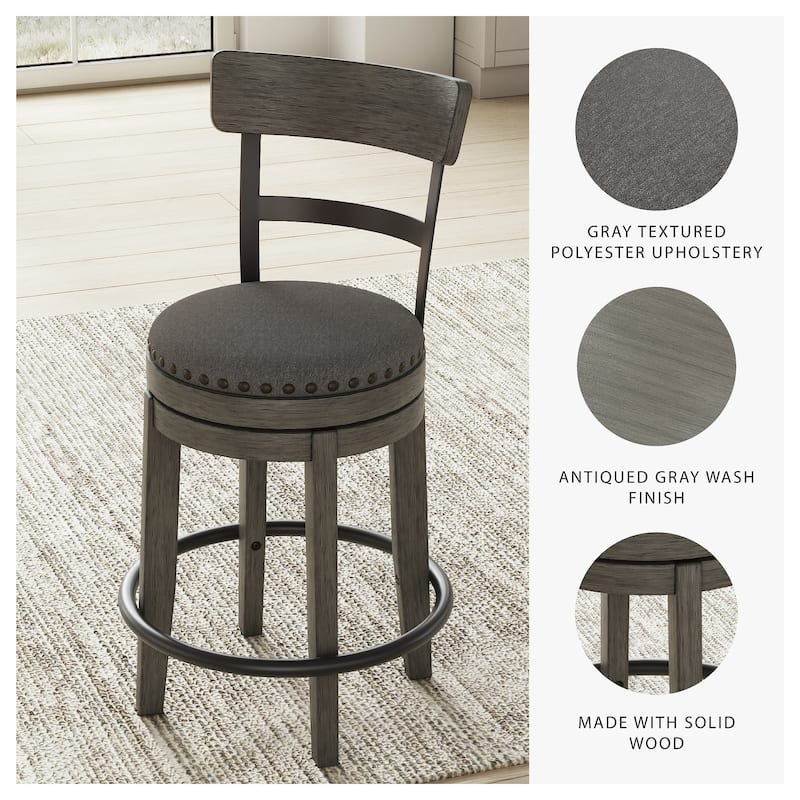 Signature Design by Ashley Caitbrook Gray Upholstered Swivel Barstool, Single
