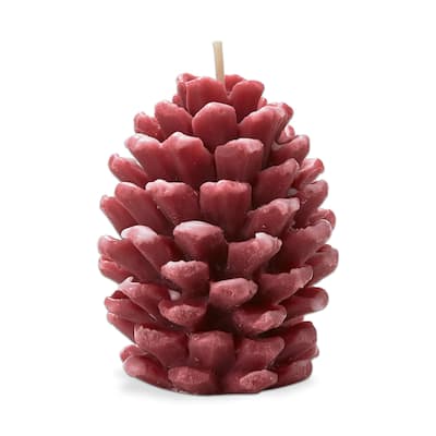 Frosted Pine Cone Terracotta Candle - Sculpted Design, 75hr Burn Time, 3.9"h x 2.4"d, Perfect for Everyday Decor
