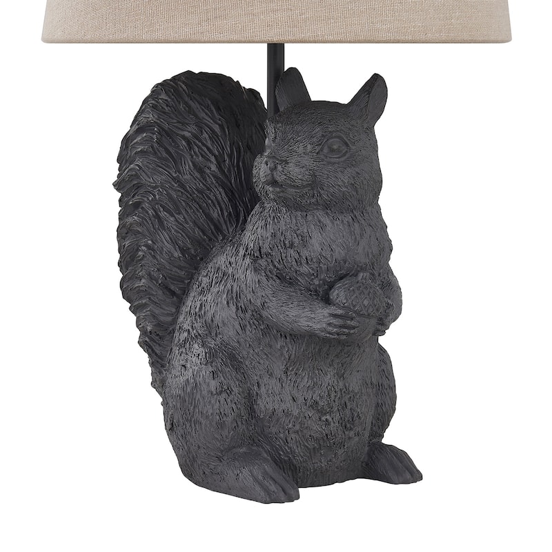 19"H Black Resin Squirrel Table Lamp With Shade - 10" x 10" x 19"