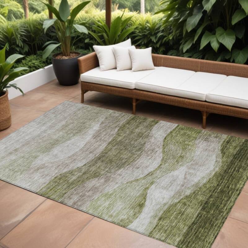 HomeRoots Abstract Transitional Rectangle Outdoor Rug - 8' X 10'