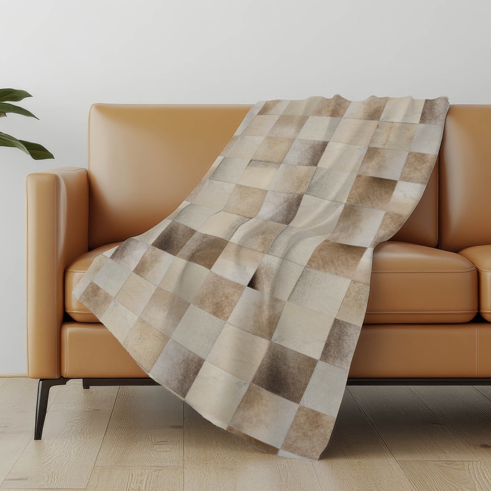 Premium Machine Washable ASB105 Faux Cowhide Sherpa Throw Blanket