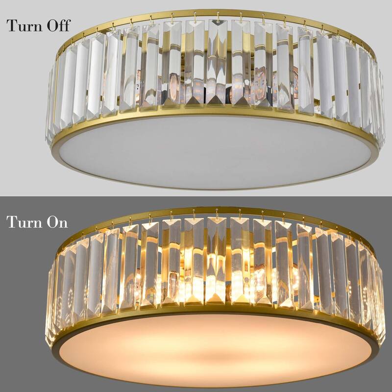 La Palma Modern Gold Crystal Flush Mount Ceiling Light Fixture - Brass