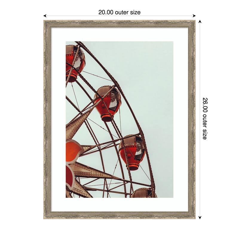 Ferris Wheel No. 5 by Rachel Lee 3 Birdies Studio Wood Framed Wall Art Print - Mila Dark Silver - 20 x 26 in