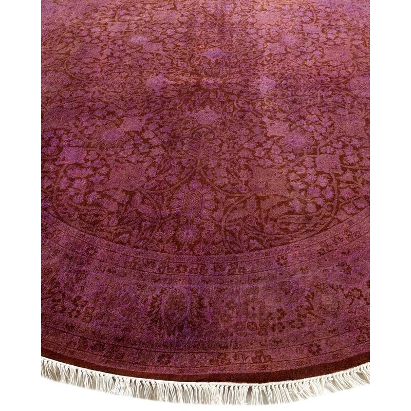 Overton Hand Knotted Wool Vintage Inspired Modern Contemporary Overdyed Purple Round Area Rug - 6' 1" x 6' 1"