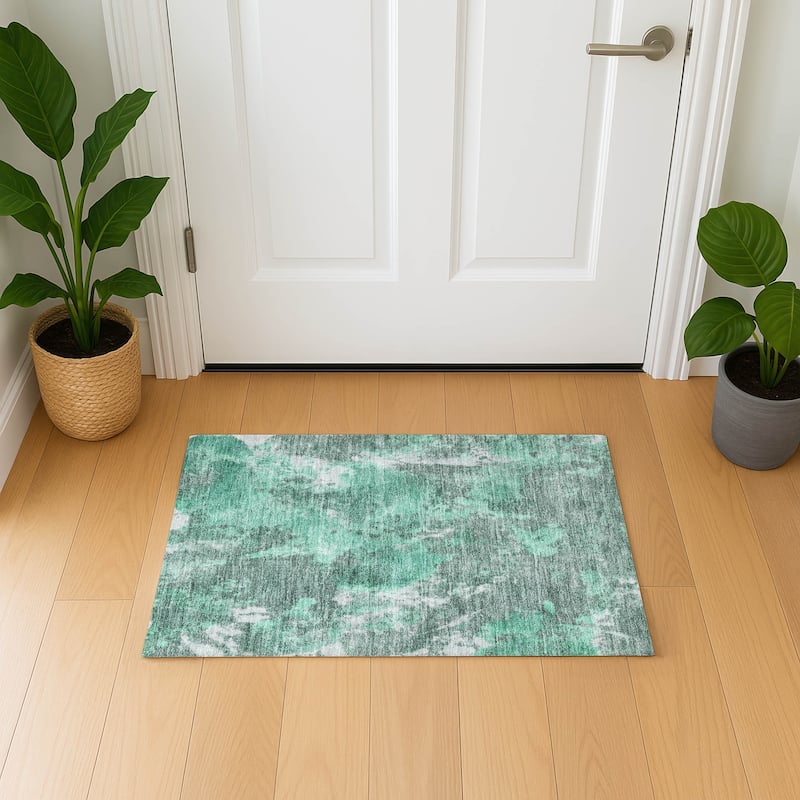 Premium Washable Super Soft Abstract Mayfield Rug - Teal - 1'8" x 2'6"
