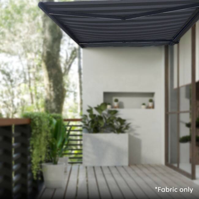 Fabric Replacement for ALEKO Full Cassette Awning - Italian Series - Nero & Grigio Black & Gray Stripe - 14 x 10 Feet