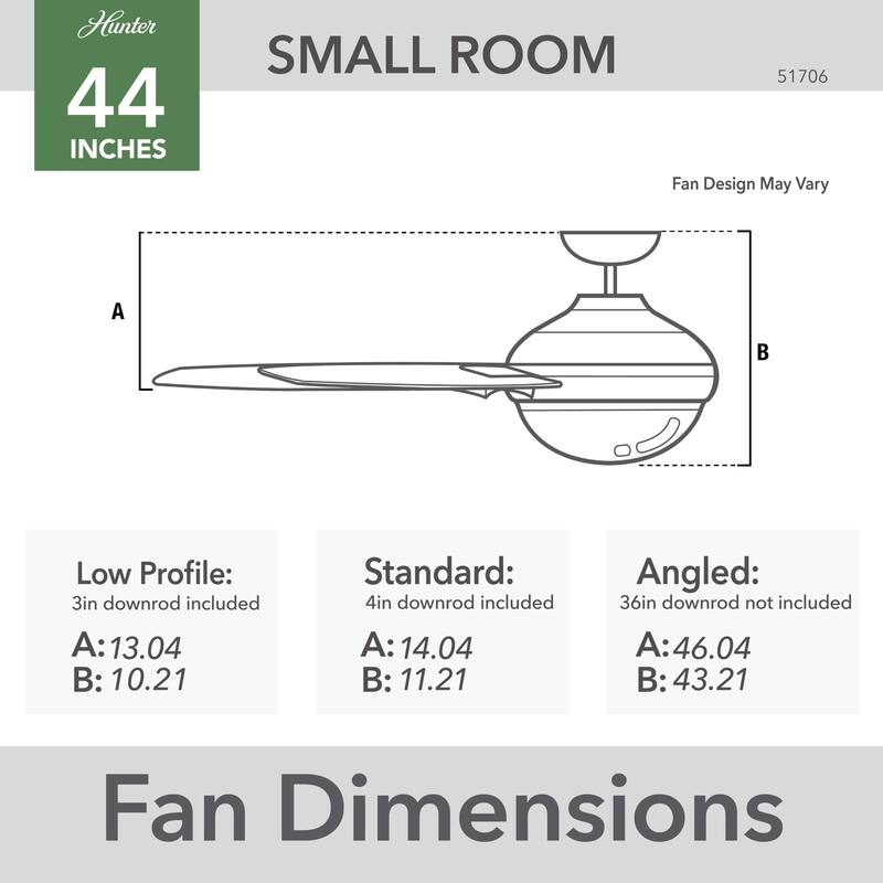 Hunter Erling Ceiling Fan with LED Light Kit and Pull Chain - Modern Rustic, Transitional