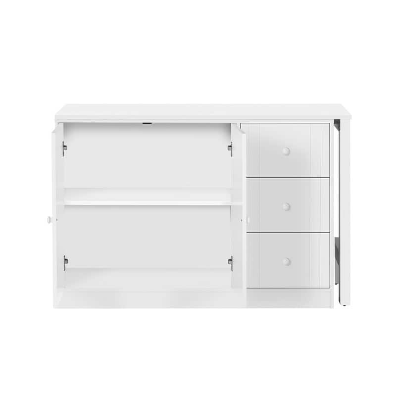 Multifunctional 89.7" Wooden Sideboard with Extendable Table and Storage for Living Room Organization