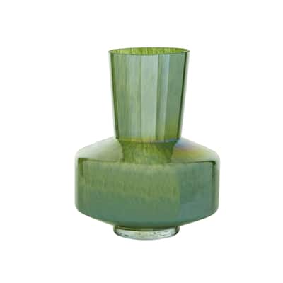 Glass Vase - Green - Roche River Decor - 10"W x 11"L x 12"H