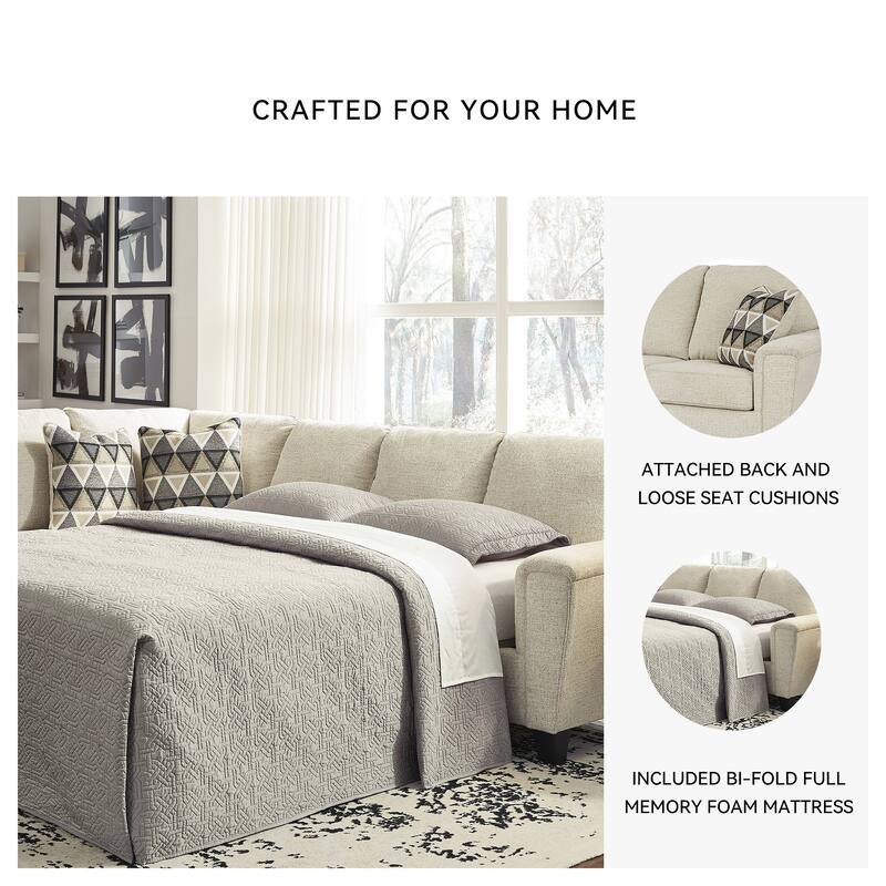 Signature Design by Ashley Abinger 2-Piece Sleeper Sectional with Chaise - 116"W x 91"D x 39"H