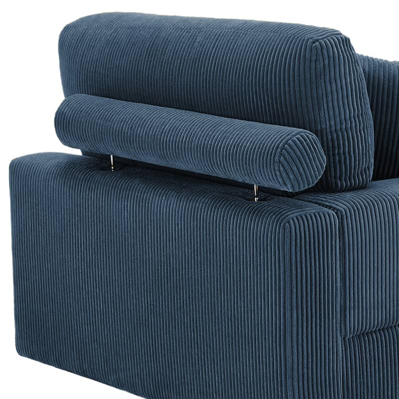 Modern Corduroy Indoor Chaise Lounge Couch with Pillows