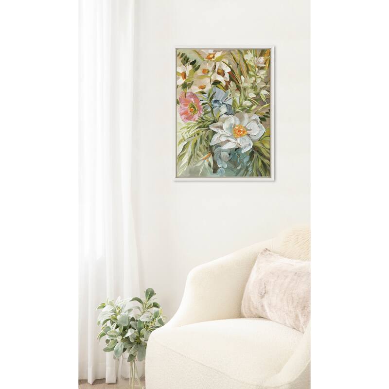 Kate and Laurel Sylvie Flower Garden Framed Canvas by Annie Quigley