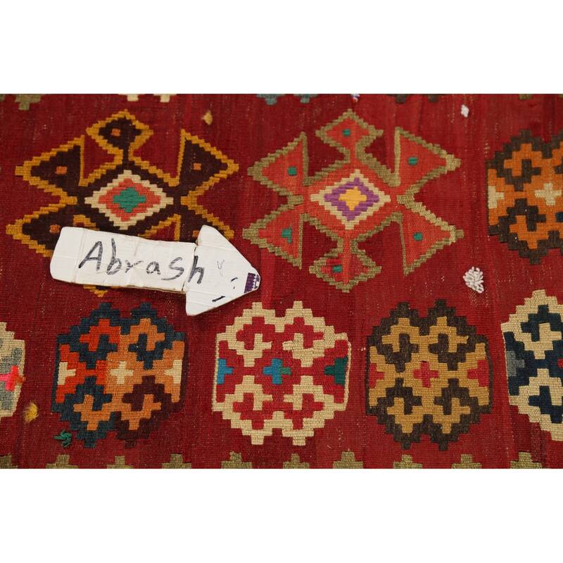 Red Kilim Qashqai Persian Vintage Area Rug Handmade Tribal Wool Carpet - 4'8"x 7'8"