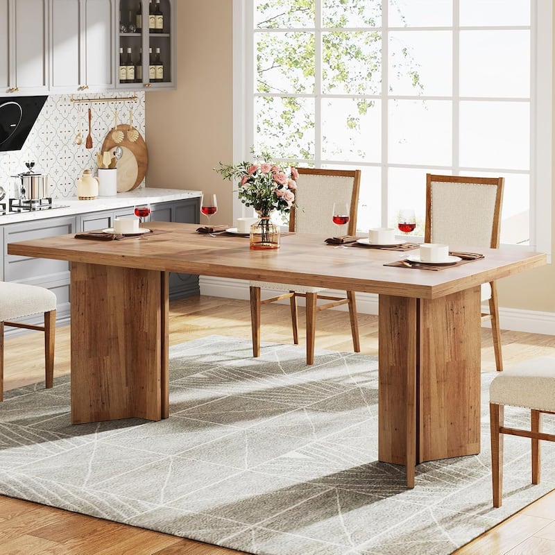 Farmhouse Wood Rectangular Dinner Dining Table for Kitchen Dining Room