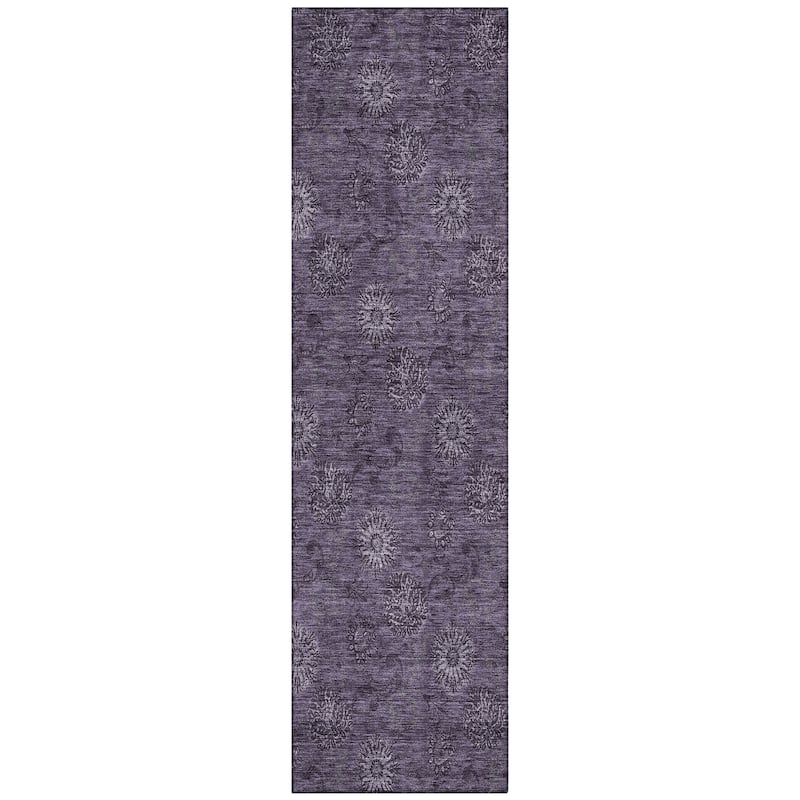 Machine Washable Indoor/ Outdoor Chantille Floral Burst Rug