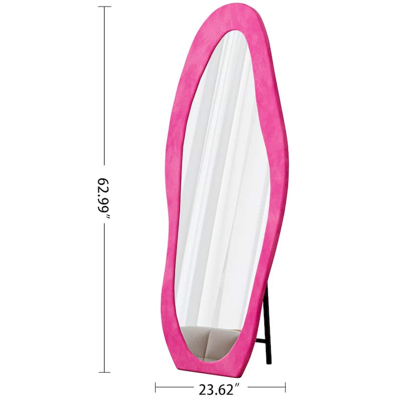 Full Length Mirror,63" x 24" Floor Mirror/ Wall Mirror, Flannel Wrapped Wooden Frame Floor Mirror