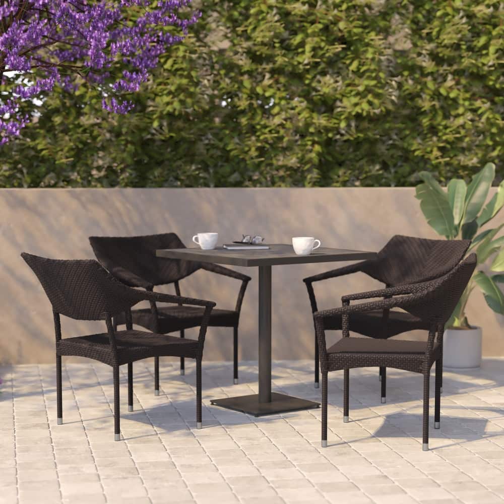 All Weather Commercial Grade PE Rattan Stacking Patio Chairs - 4 Pack