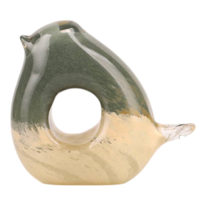 Artistic Glass Bird Statue with Hollow Center - Green