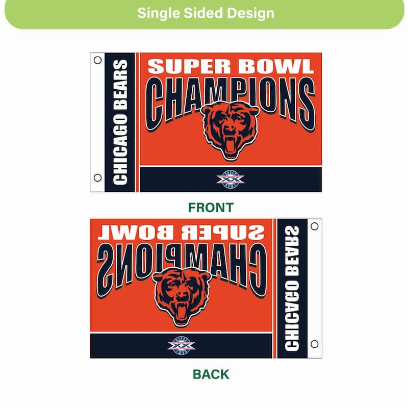 Chicago Bears Single Sided Flag w/ 2 Grommets, 3'x5'