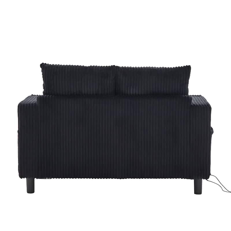 GDFStudio - Corduroy Recliner Sofa with USB Charging, RGB LED Light Strip - Suitable for Living Room and Bedroom