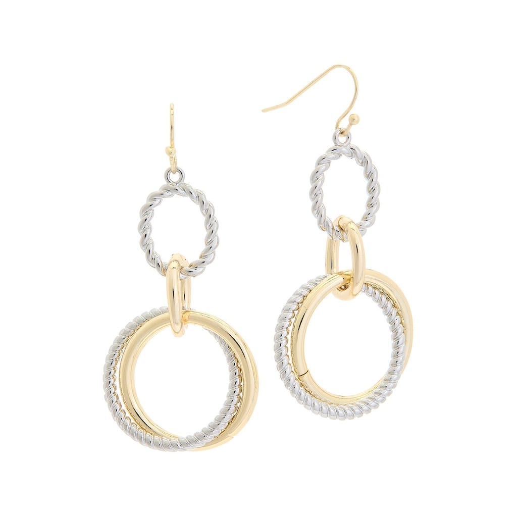 Juvell Two Tone Gold Plated Brass Dangling Link Earrings - N/A