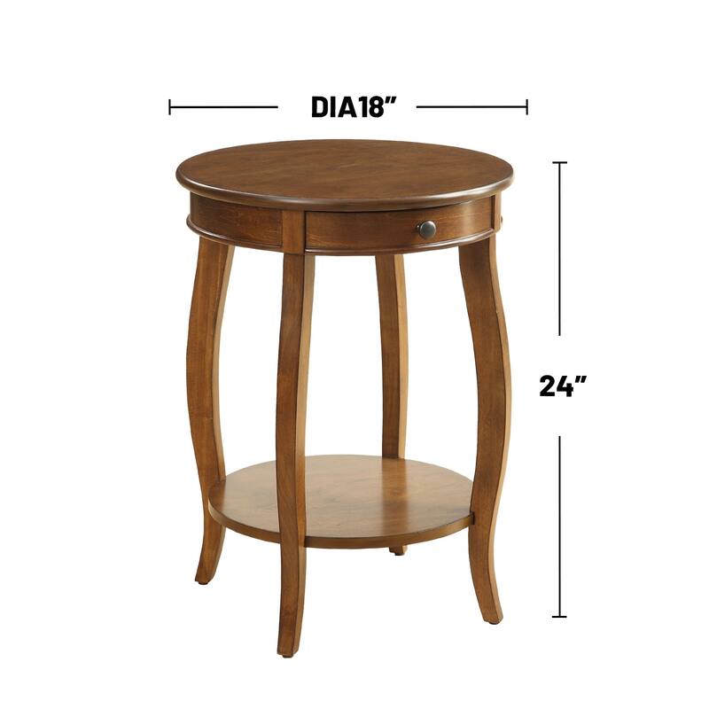 Round Top Accent Table with 1 Drawer and Open Storage