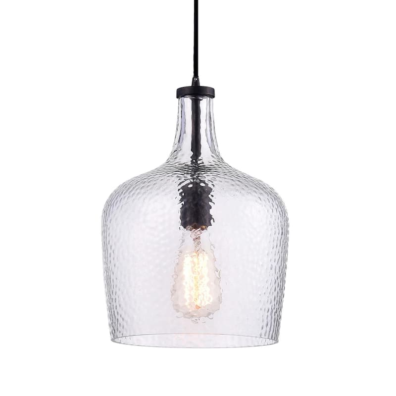 Belinda Antique Black Mouth-blown Large Glass Pendant Chandelier - 9.5 inches diameter x 12.2 inches high