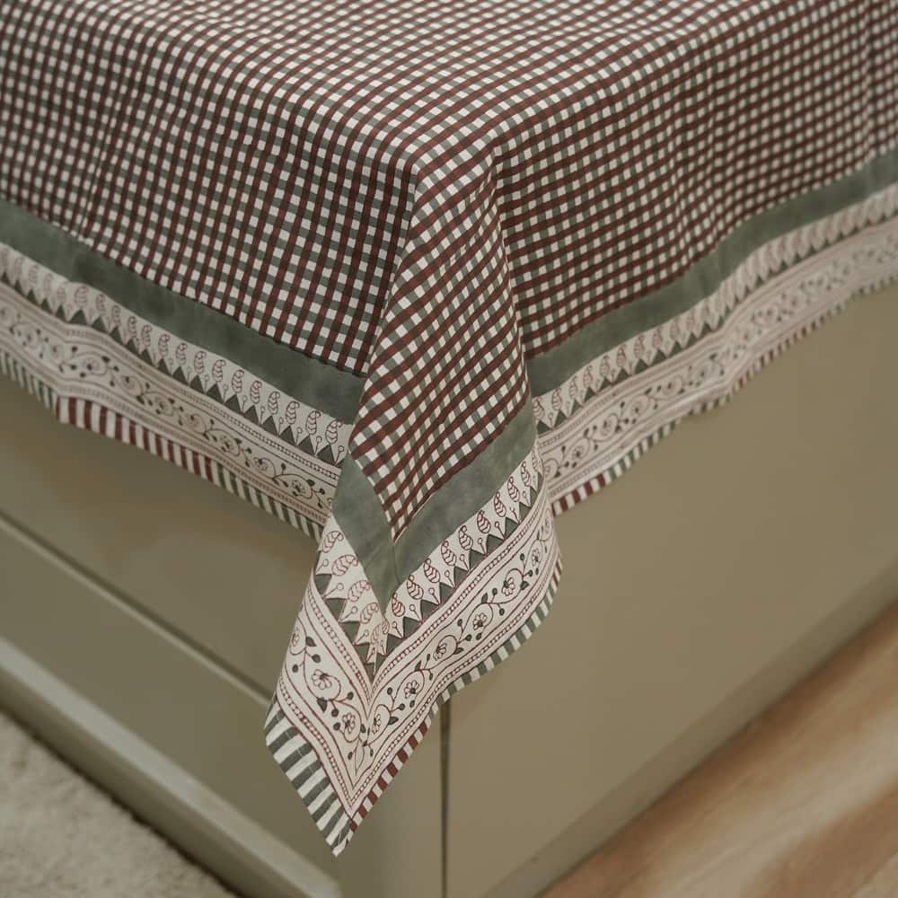 Fabdivine Handmade Block Print Flat Bed Sheet for Home Décor Floral Pillow Cover