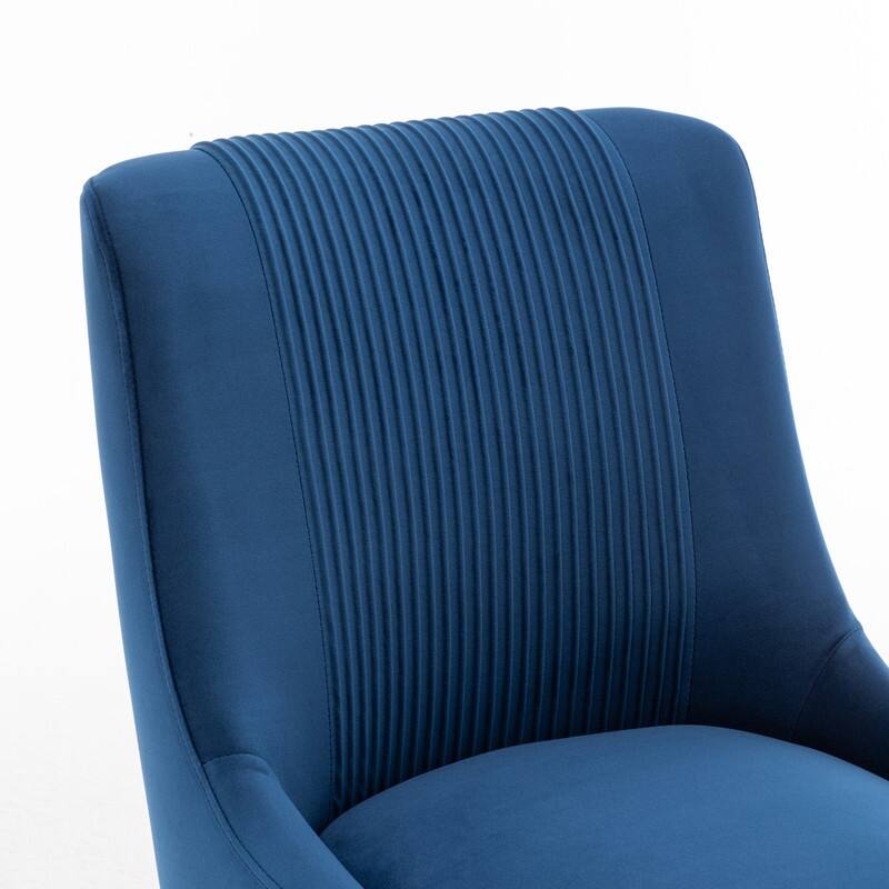 Modern Contempoary Velvet Dining Chair Set of 2 with Metal Frame Legs and Back Pull