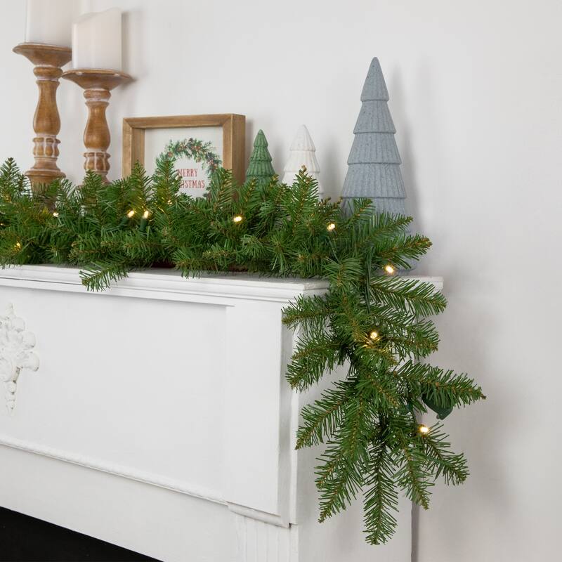 9' x 10" Northern Pine Artificial Christmas Garland Warm White LED
