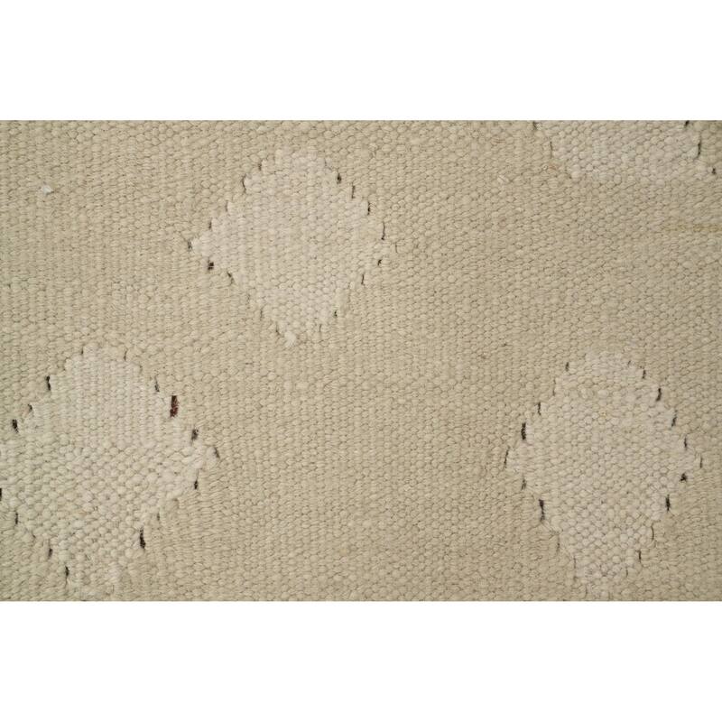 Hand Woven Oriental 100% Wool Carpet Southwestern Tribal Beige & Ivories Kilim Area Rug - 5' 10'' X 3' 8''