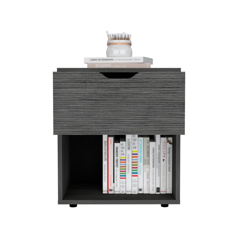 Aberdeeen 19.7-Inch High Nightstand End Table with Open Shelf