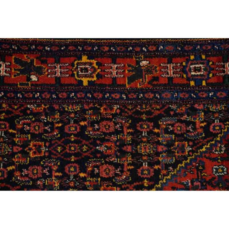 Hand Knotted Oriental 100% Wool Carpet Traditional Geometric Navy Blue & Blues Bibikabad Runner Rug - 18' 10'' X 3' 9''