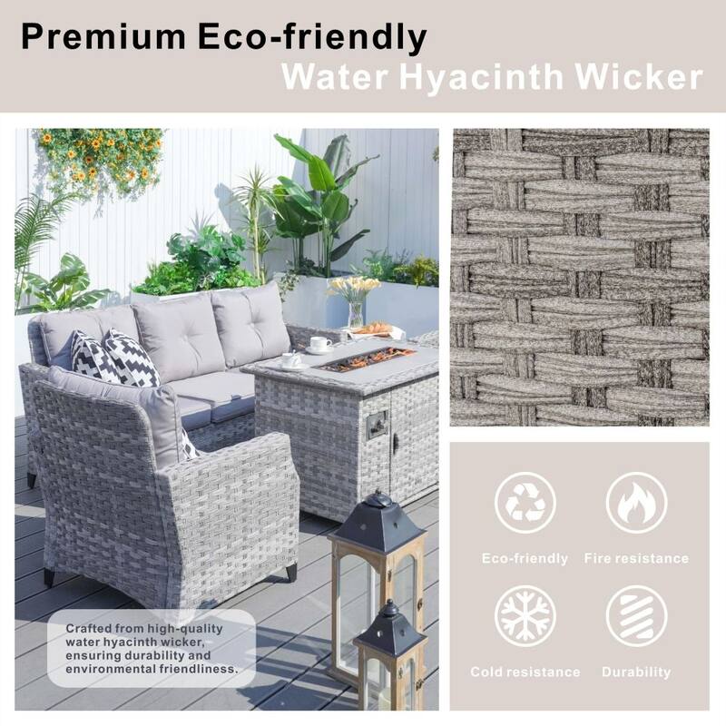 5-piece Patio Conversation Set Sofa Set with Fire Pit
