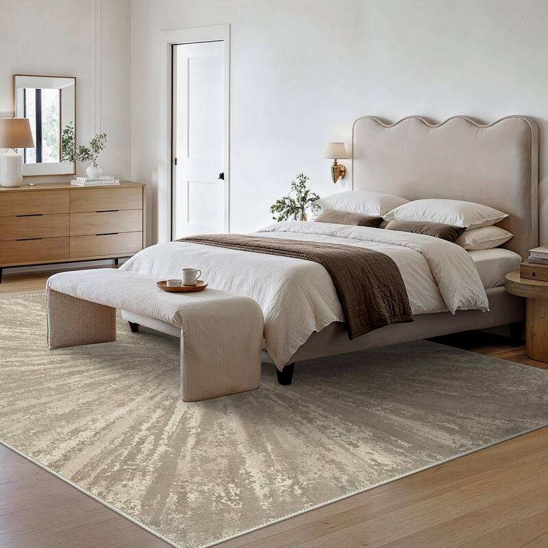Mcow Abstract Modern Microfiber Low-Pile Washable Area Rug