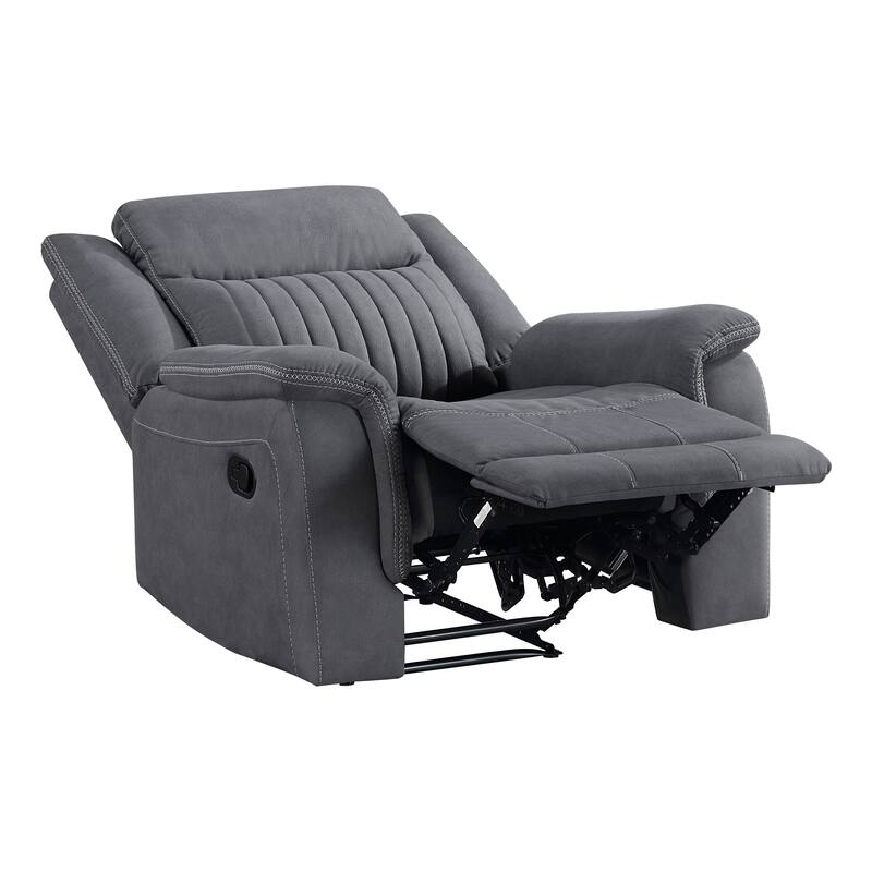 Lenore 39.5" Microfiber Manual Double Reclining Sofa - Tab Pull Motion