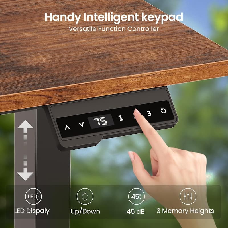 L Shaped Stand or Sit Computer Desk Adjustable Height Electric Desk Drawer Bookshelf