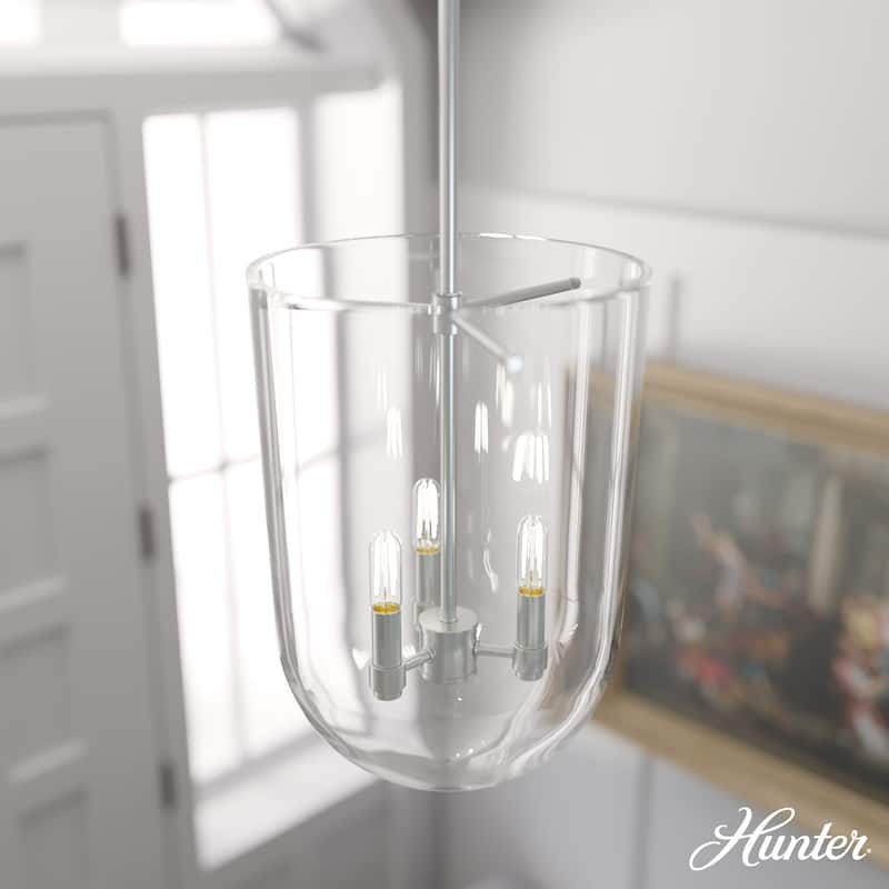 Hunter Sacha 3-Light Pendant - Entry, Dining Room, Kitchen Island - Transitional, Contemporary - Brushed Nickel