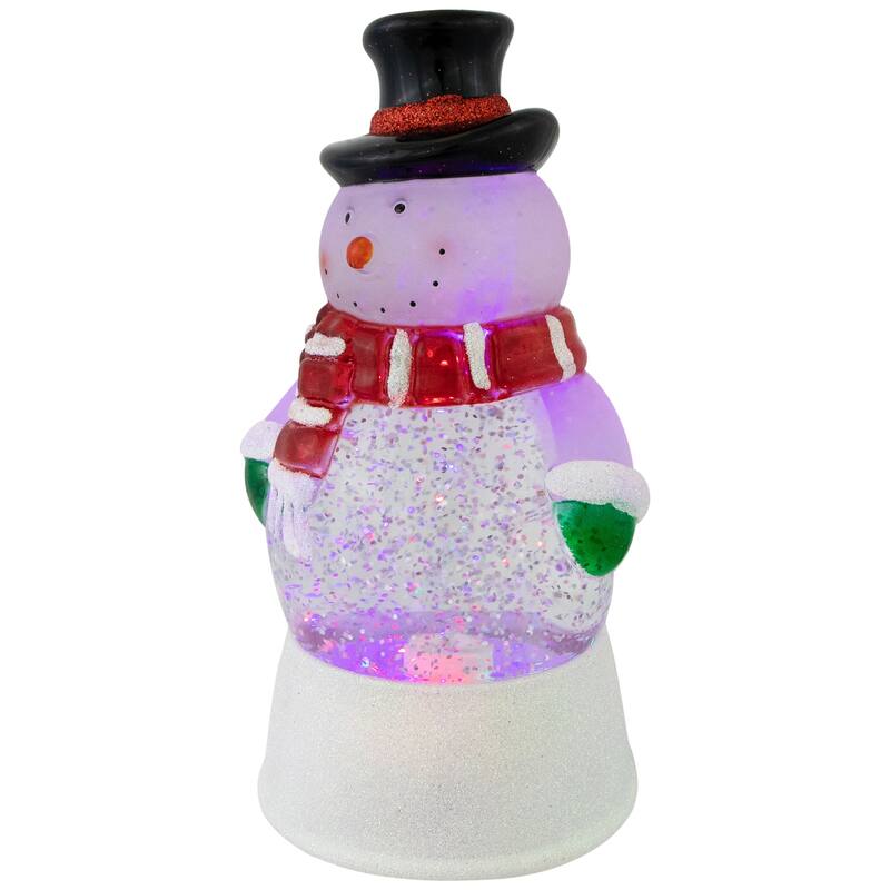 LED Color Changing Snowman Christmas Glitter Snow Dome 7.5 Inch